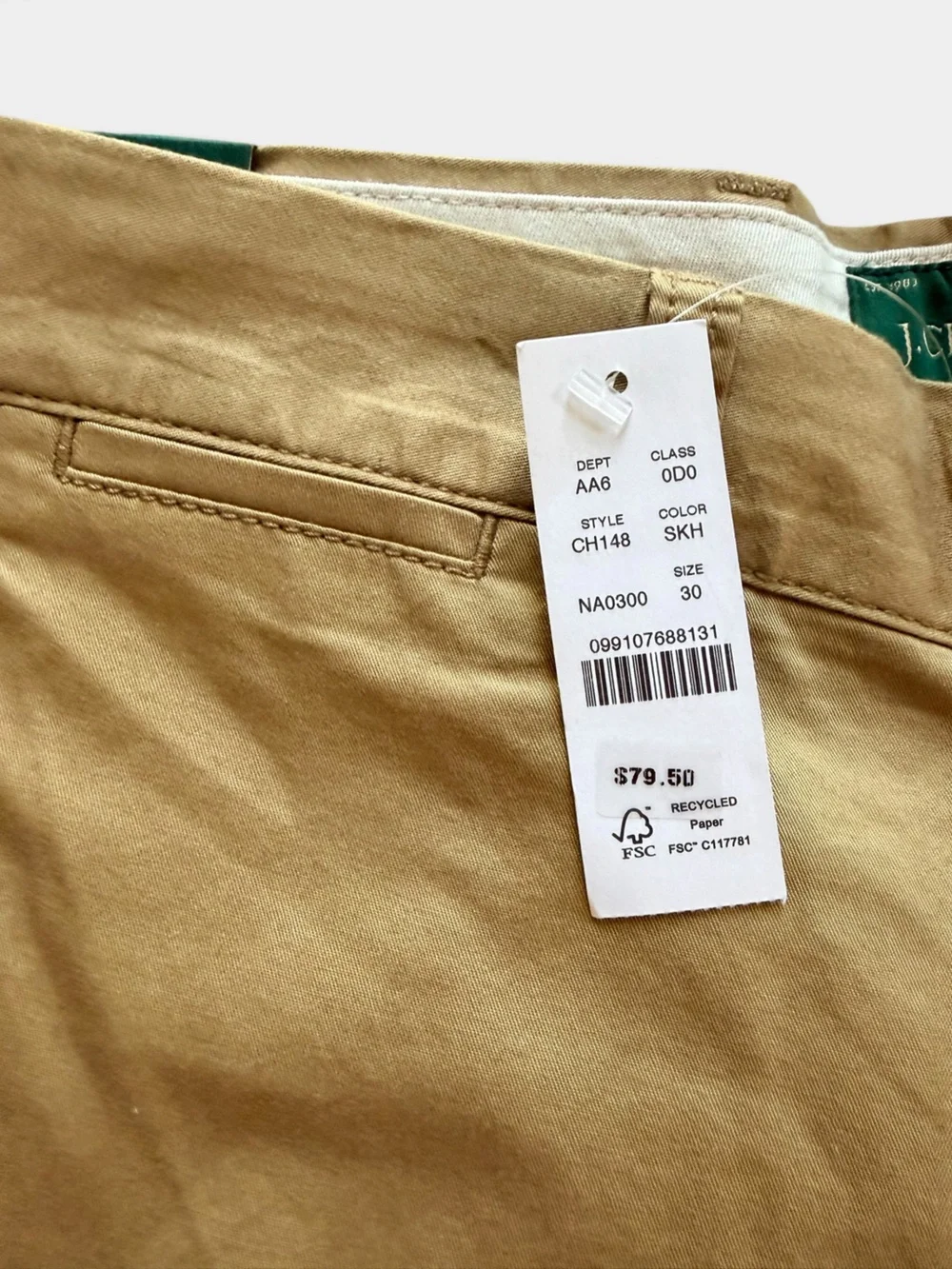 J. Crew Men’s Flat Front Chino Shorts in Khaki